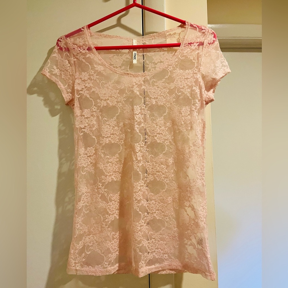Blush Lace Overlay Top